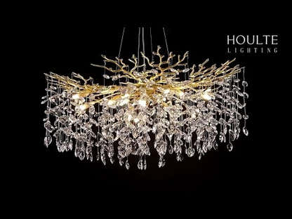 Frostleaf Crystal Cascade Branch Round Chandelier 102cm