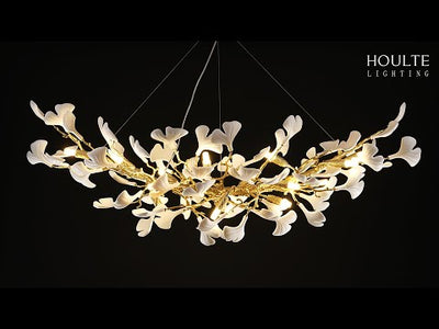 Twilight Branches Ceramic Glow Rectangular Chandelier 140cm L