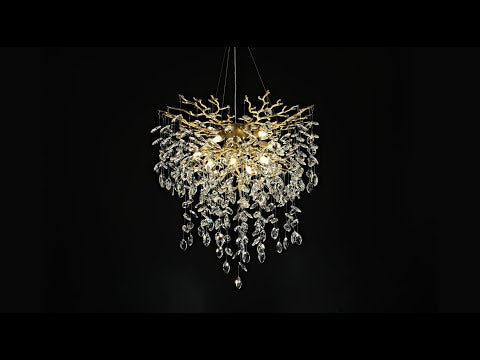 Frostleaf Crystal Grand Cascade Branches Chandelier 61cm D