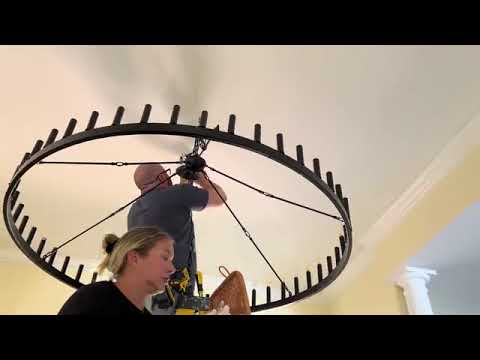 Wagon Wheel Candle Round Chandelier 163cm