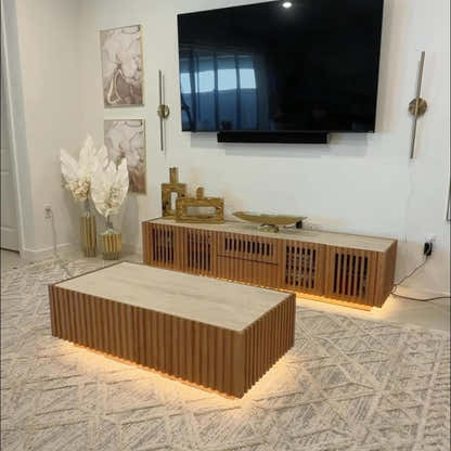 Isla Oak Sintered Stone Rectangle Coffee Table 120cm