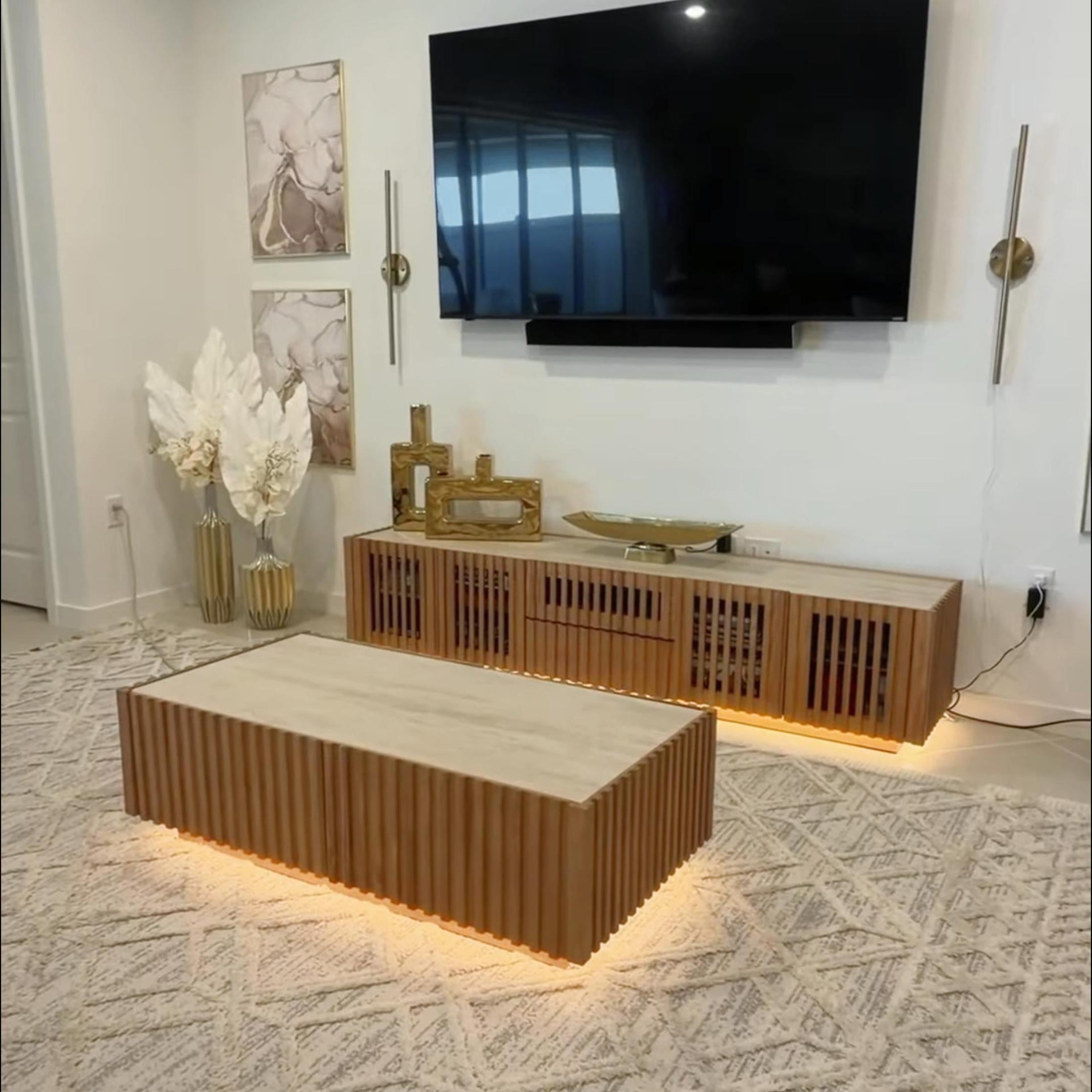 Isla Oak Sintered Stone Rectangle Coffee Table 120cm