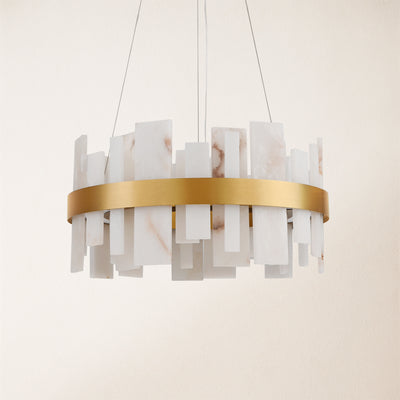 Nocturne Alabaster Round Chandelier 24"