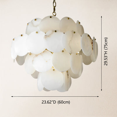 Egwent Alabaster Dish Magnolia Multi-Tiered Round Chandelier 23"D#Finish_Gold