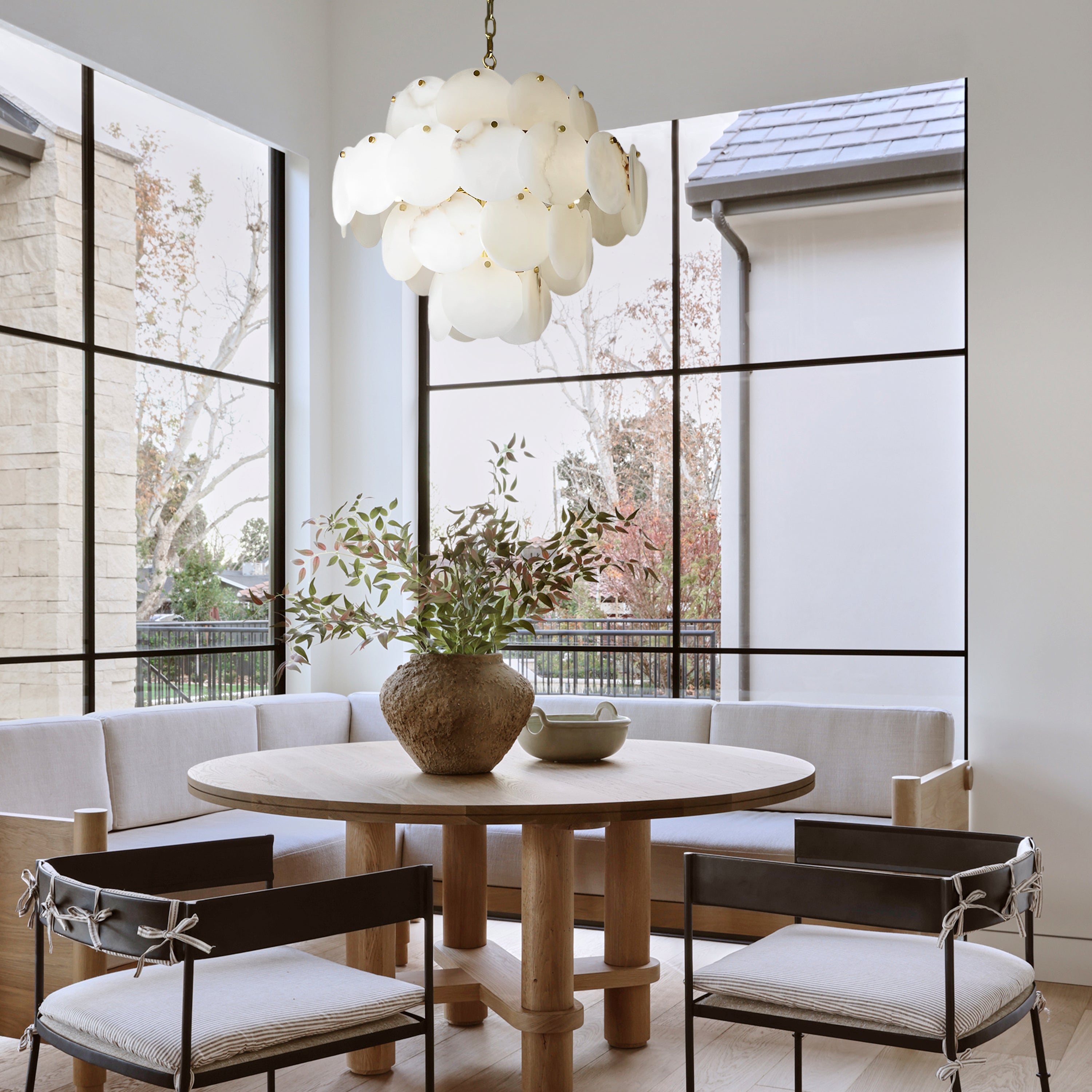Egwent Alabaster Dish Magnolia Multi-Tiered Round Chandelier 75cm H