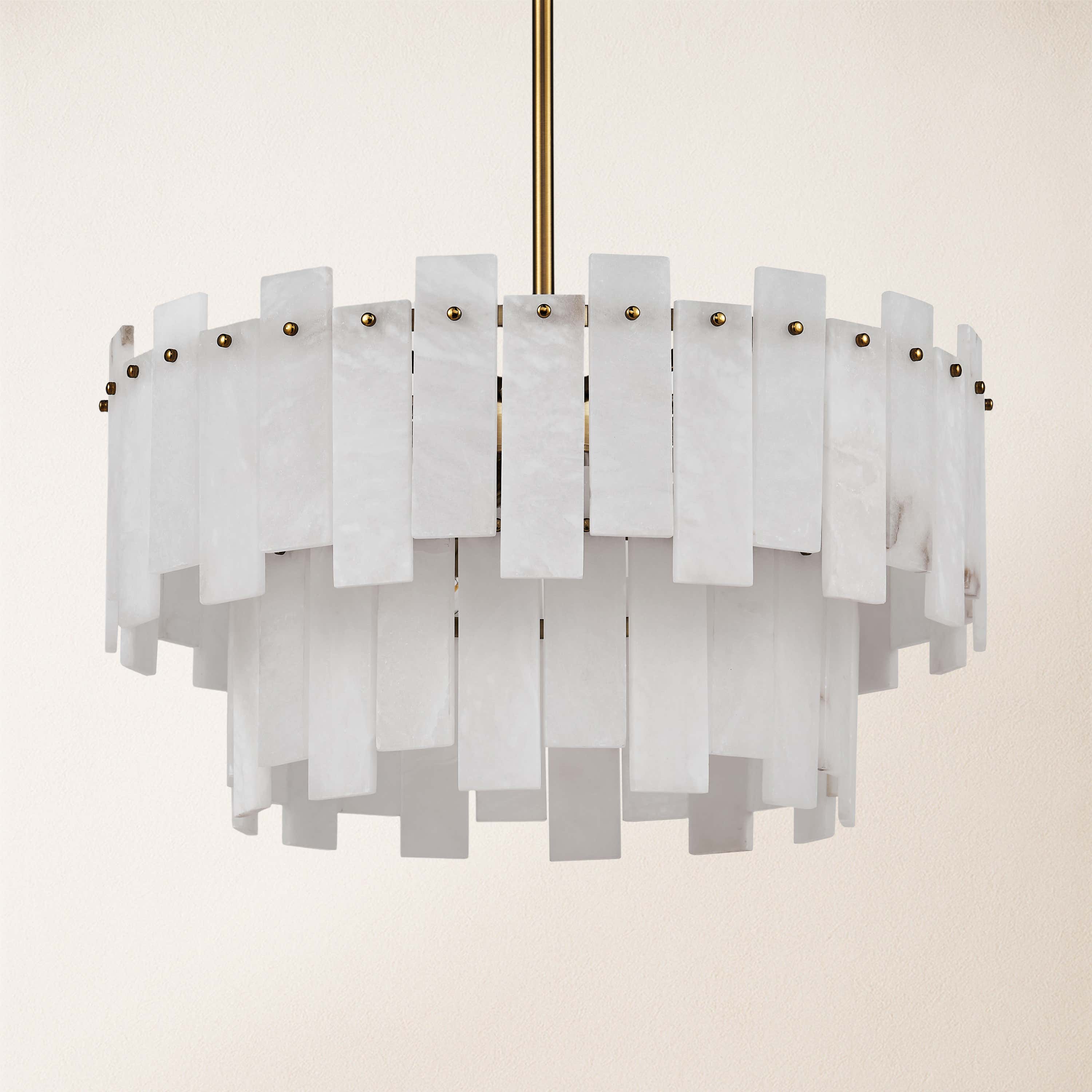 Nivislight Alabaster 2-Tier Round Chandelier 60cm D