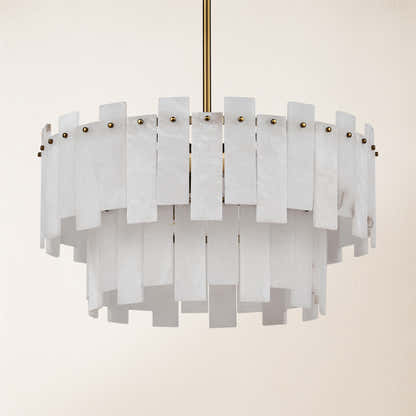 Nivislight Alabaster 2-Tier Round Chandelier 60cm D