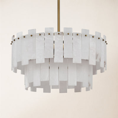 Nivislight Alabaster 2-Tier Round Chandelier 60cm D