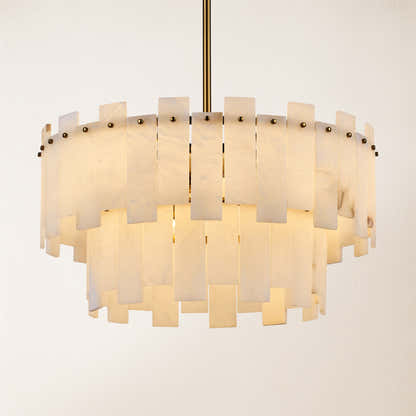 Nivislight Alabaster 2-Tier Round Chandelier 60cm D