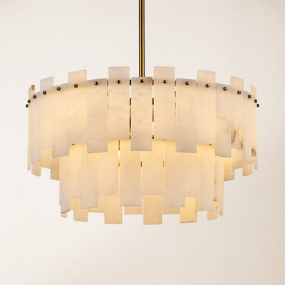 Nivislight Alabaster 2-Tier Round Chandelier 60cm D