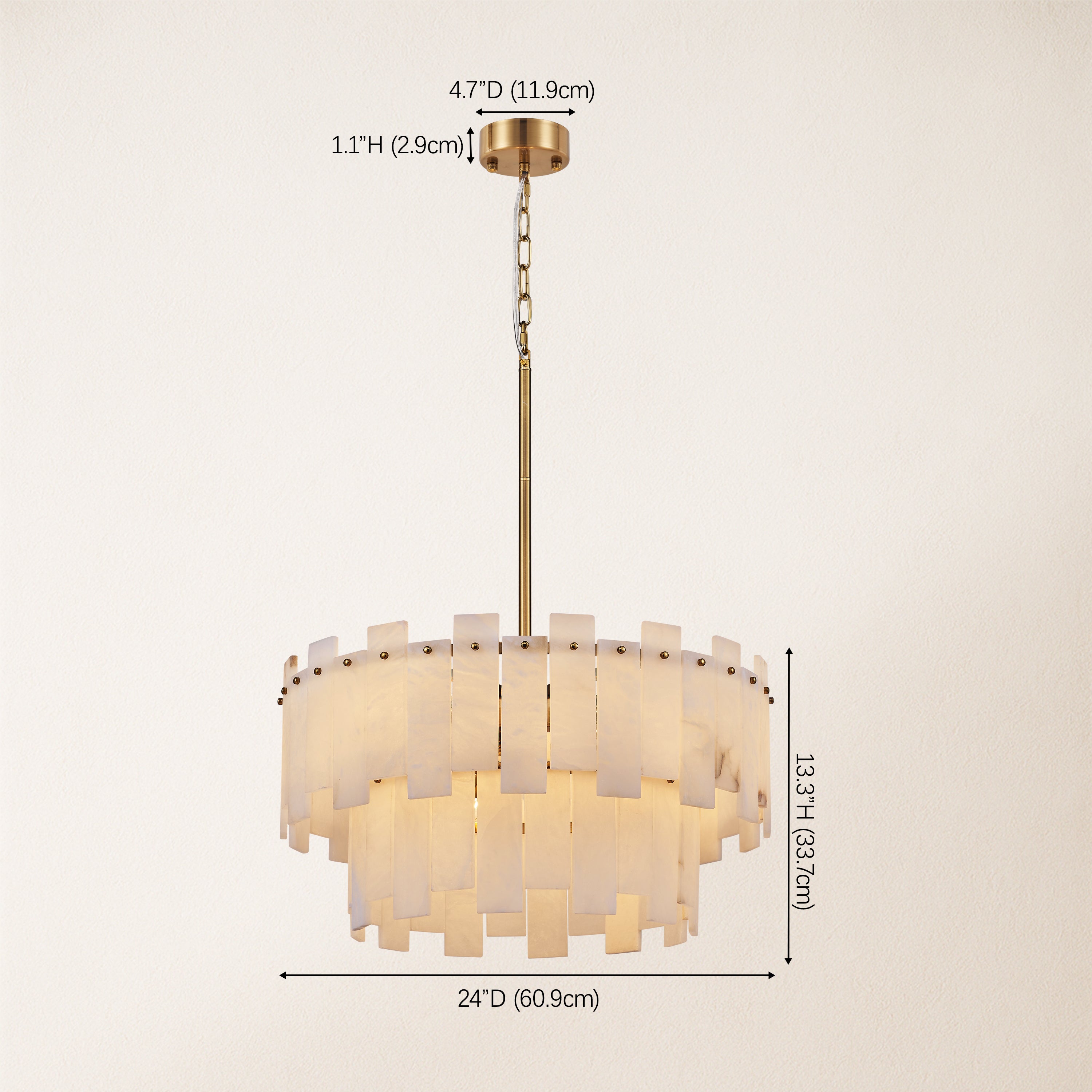 Nivislight Alabaster 2-Tier Round Chandelier 60cm D