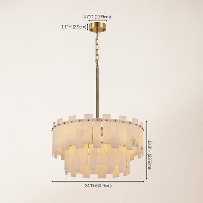 Nivislight Alabaster 2-Tier Round Chandelier 60cm D
