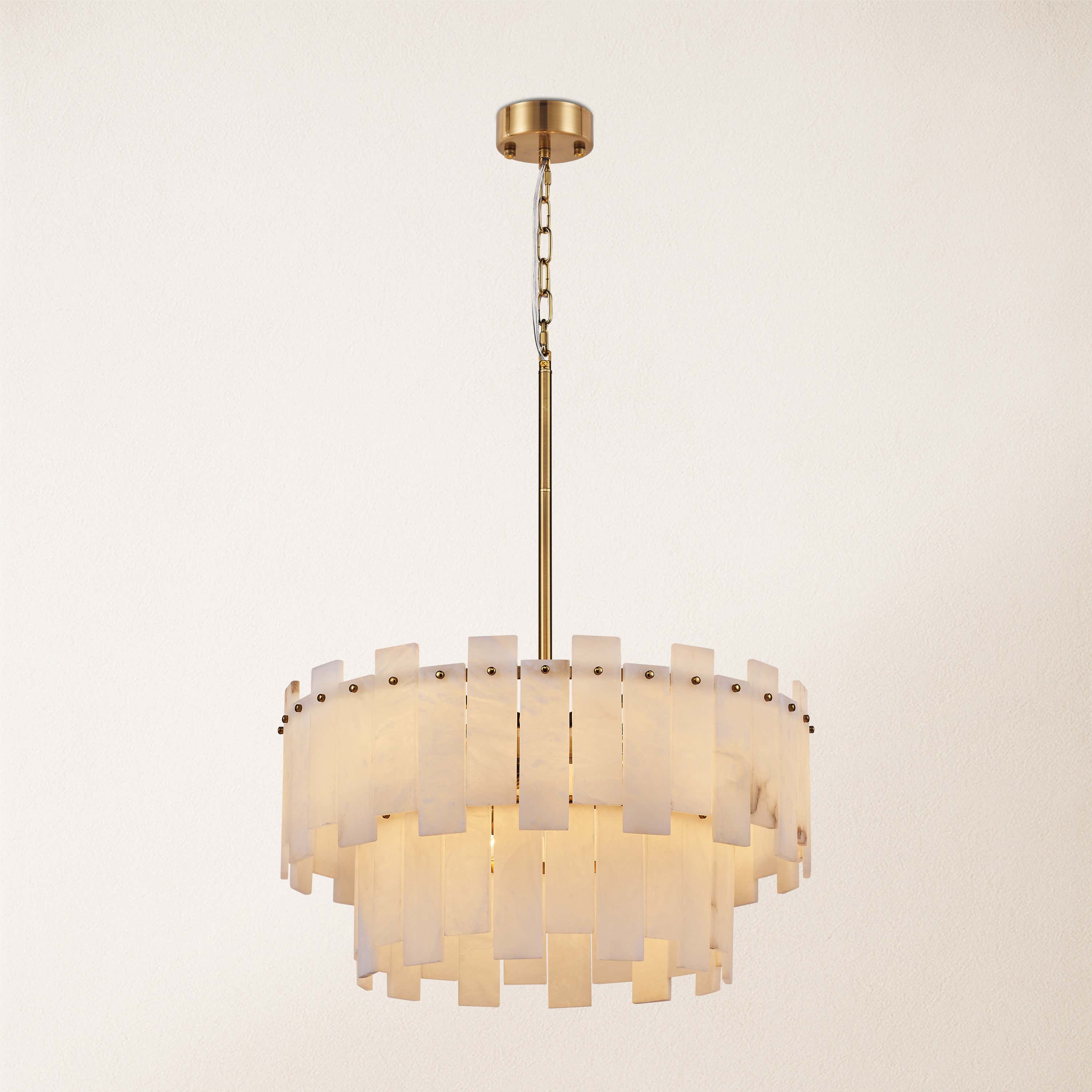 Nivislight Alabaster 2-Tier Round Chandelier 60cm D