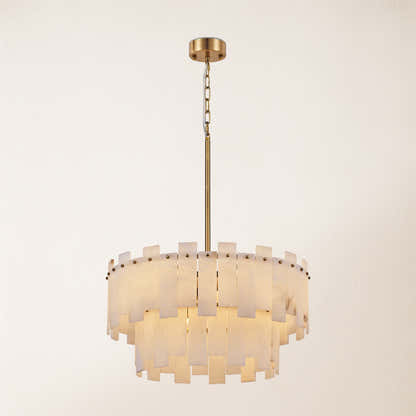 Nivislight Alabaster 2-Tier Round Chandelier 60cm D