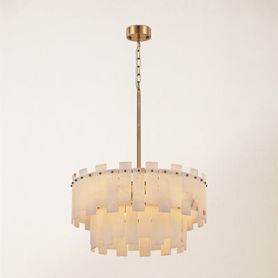 Nivislight Alabaster 2-Tier Round Chandelier 60cm D