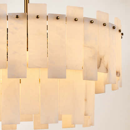 Nivislight Alabaster 2-Tier Round Chandelier 60cm D