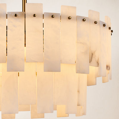 Nivislight Alabaster 2-Tier Round Chandelier 60cm D