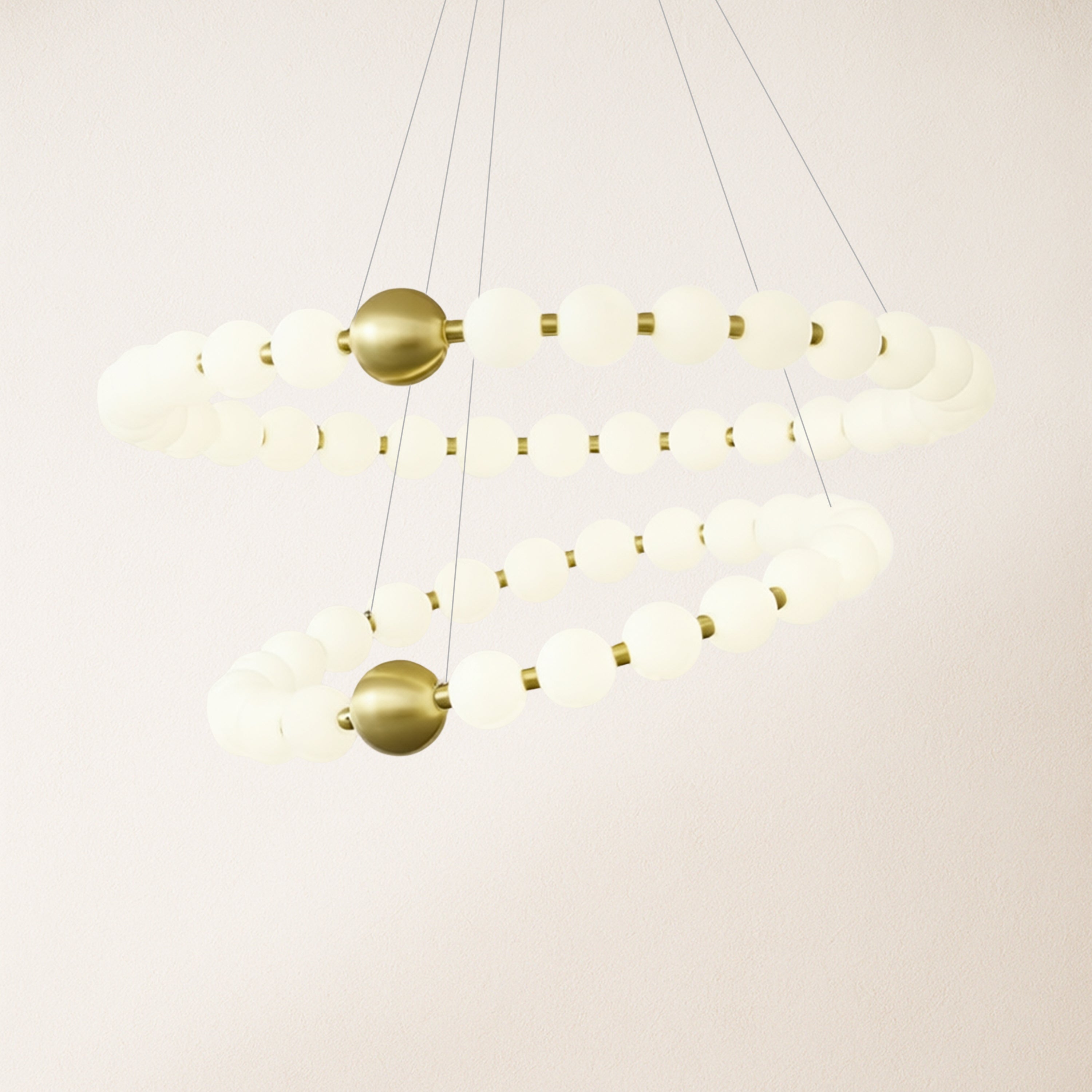 Velora Pearl Bead 2 Tiered Round Chandelier 82 cm D