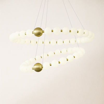 Velora Pearl Bead 2 Tiered Round Chandelier 82 cm D