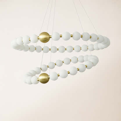 Velora Pearl Bead 2 Tiered Round Chandelier 82 cm D