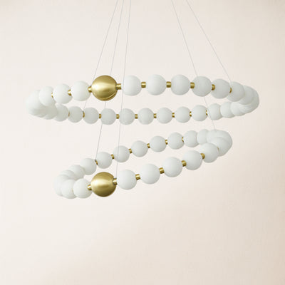 Velora Pearl Bead 2 Tiered Round Chandelier 82 cm D