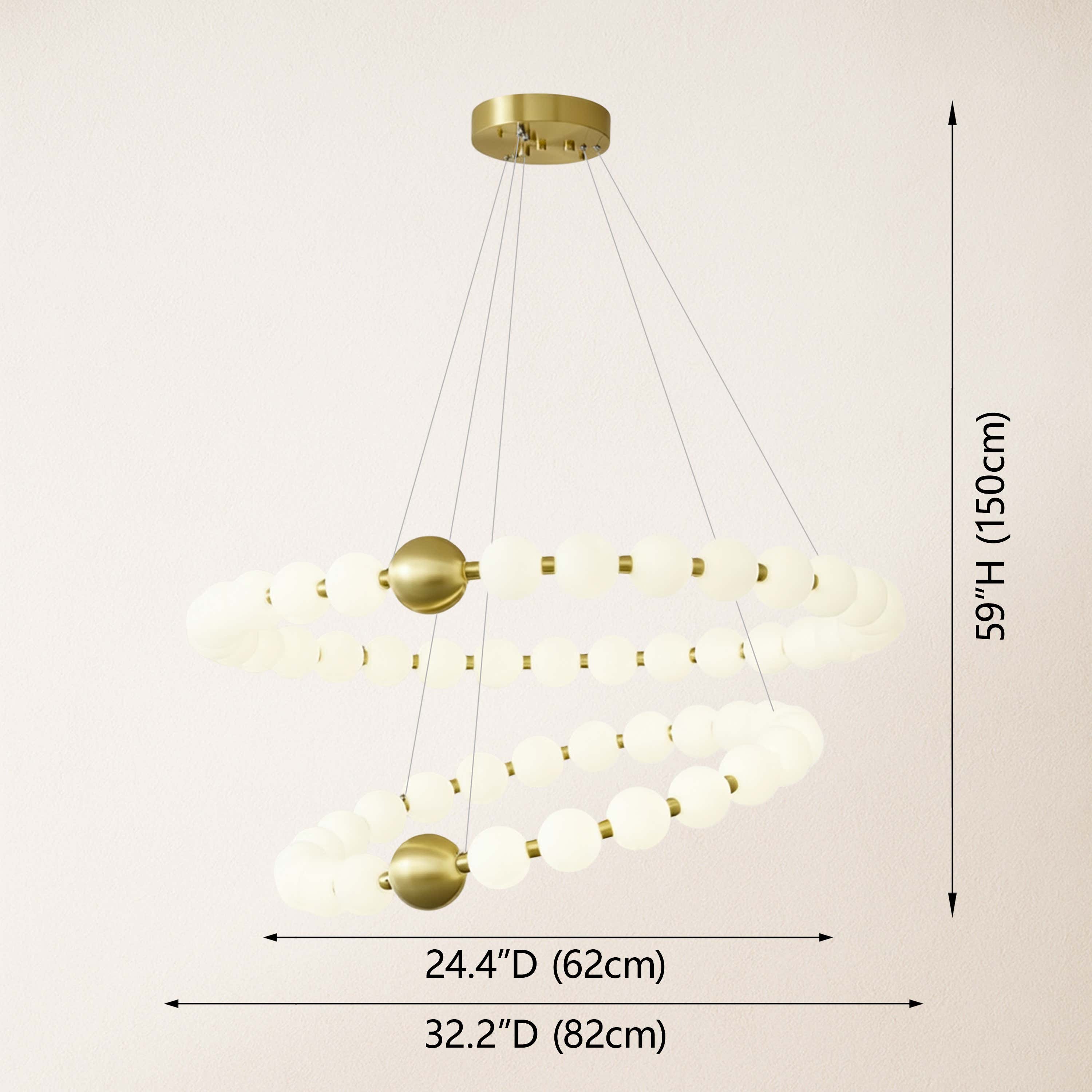 Velora Pearl Bead 2 Tiered Round Chandelier 82 cm D