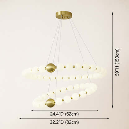 Velora Pearl Bead 2 Tiered Round Chandelier 82 cm D