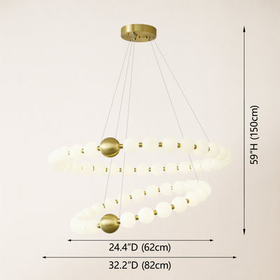 Velora Pearl Bead 2 Tiered Round Chandelier 82 cm D