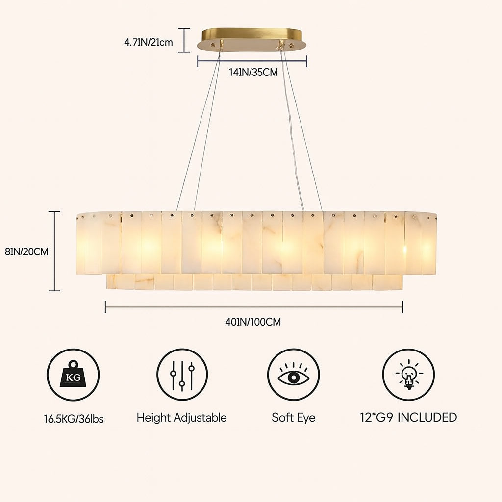 Sawyer Alabaster Rectangle Chandelier 102cm L