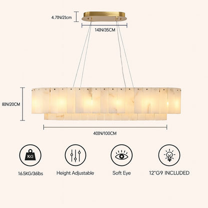 Sawyer Alabaster Rectangle Chandelier 102cm L