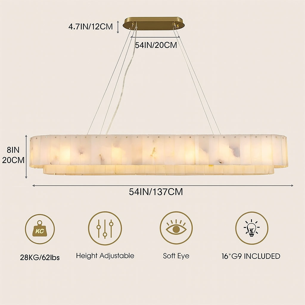 Sawyer Alabaster Rectangle Chandelier 137cm L