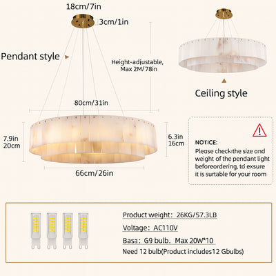 Sawyer Alabaster Round Chandelier 32"