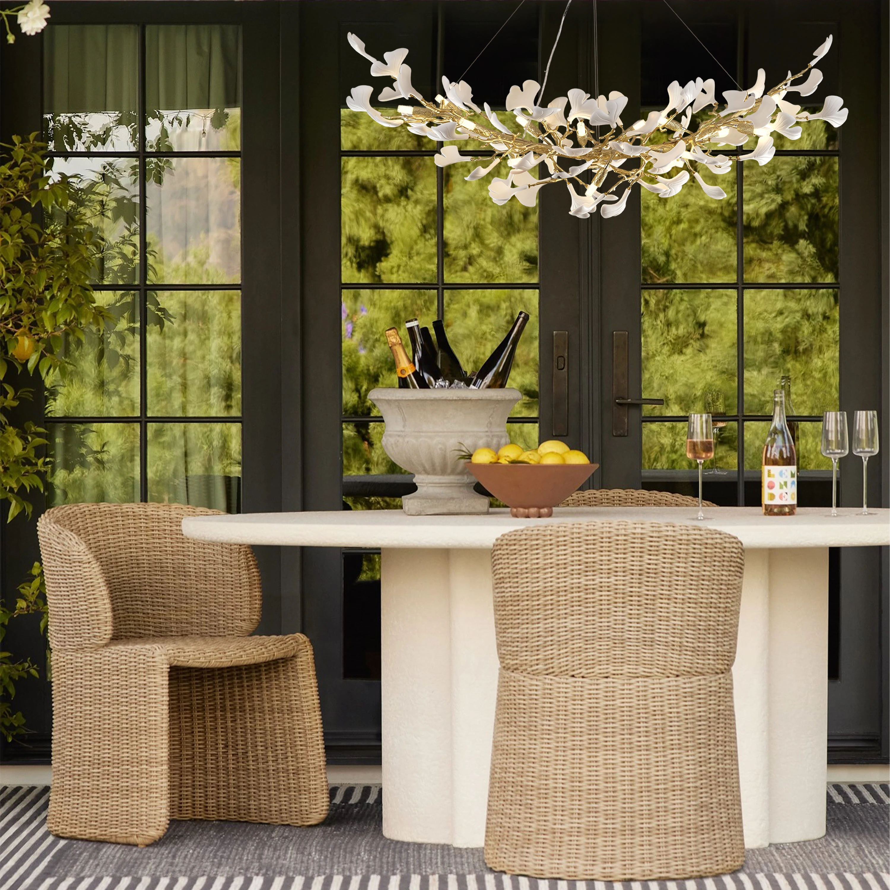 Twilight Branches Ceramic Glow Rectangular Chandelier 140cm L