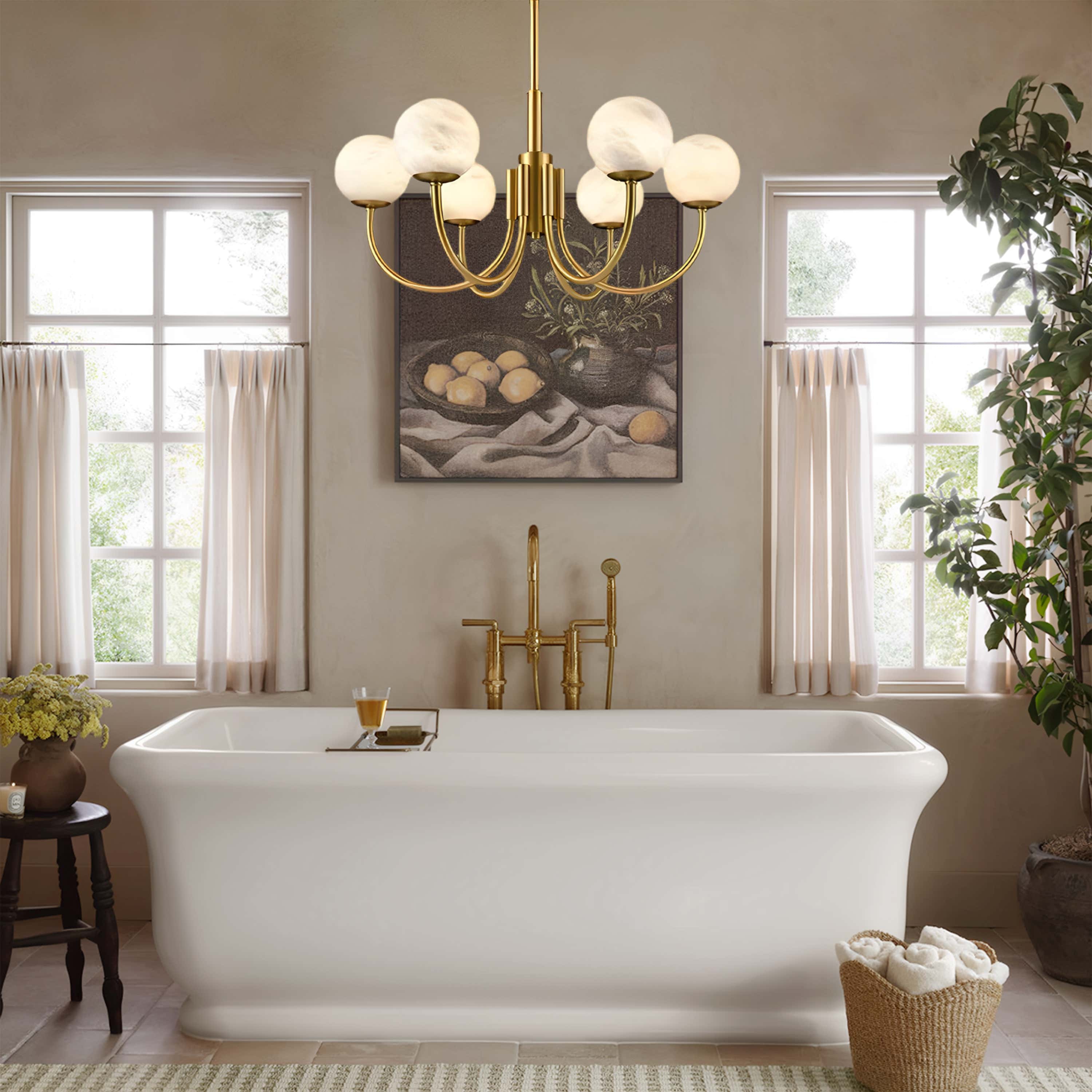 Modern Alabaster Round Art Chandelier 65cm D