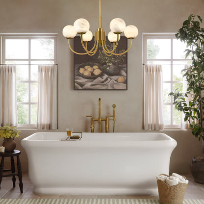 Modern Alabaster Round Art Chandelier 65cm D