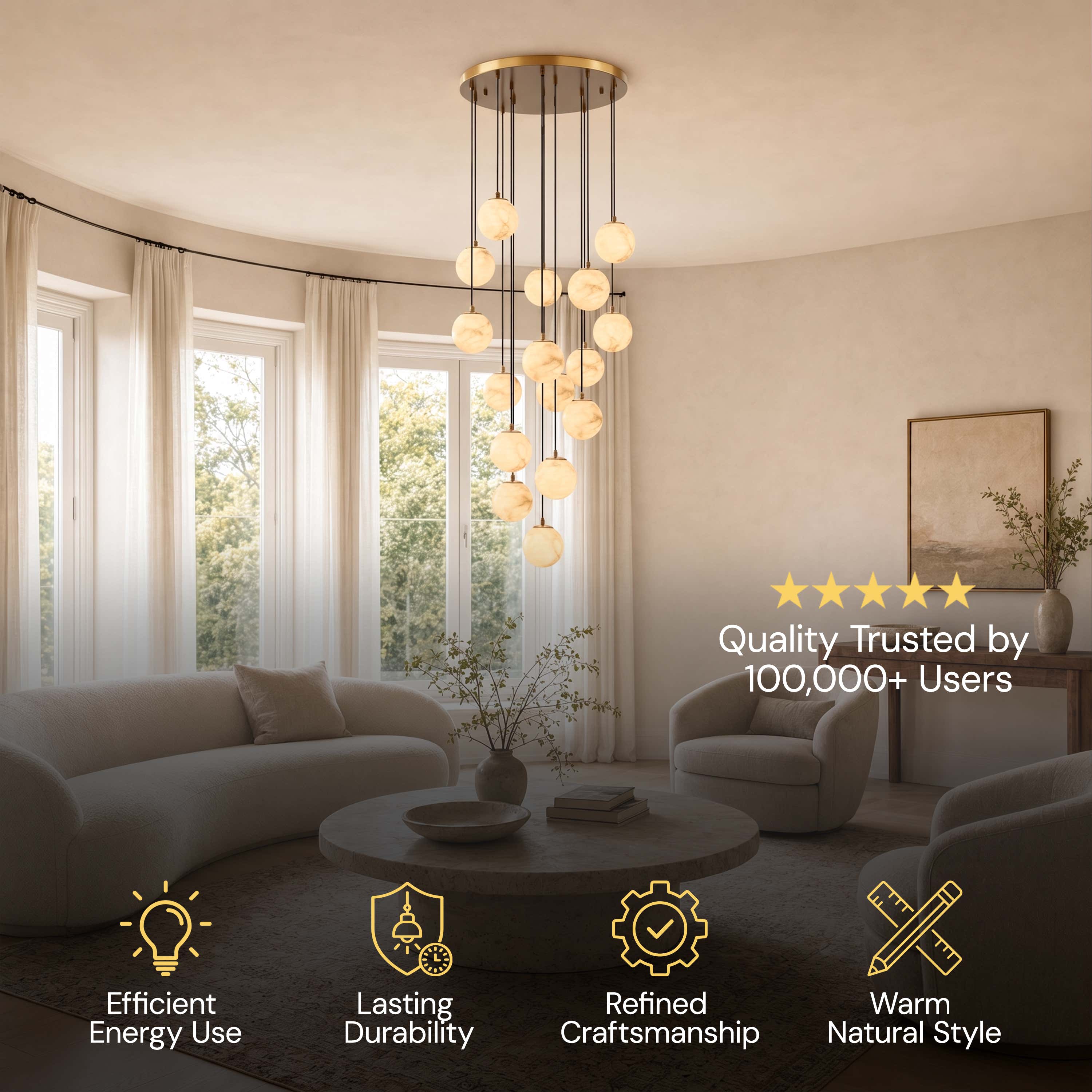 Solindra Resin Globe Cascade Chandelier #Finish_Gold,Lights_16-Lights