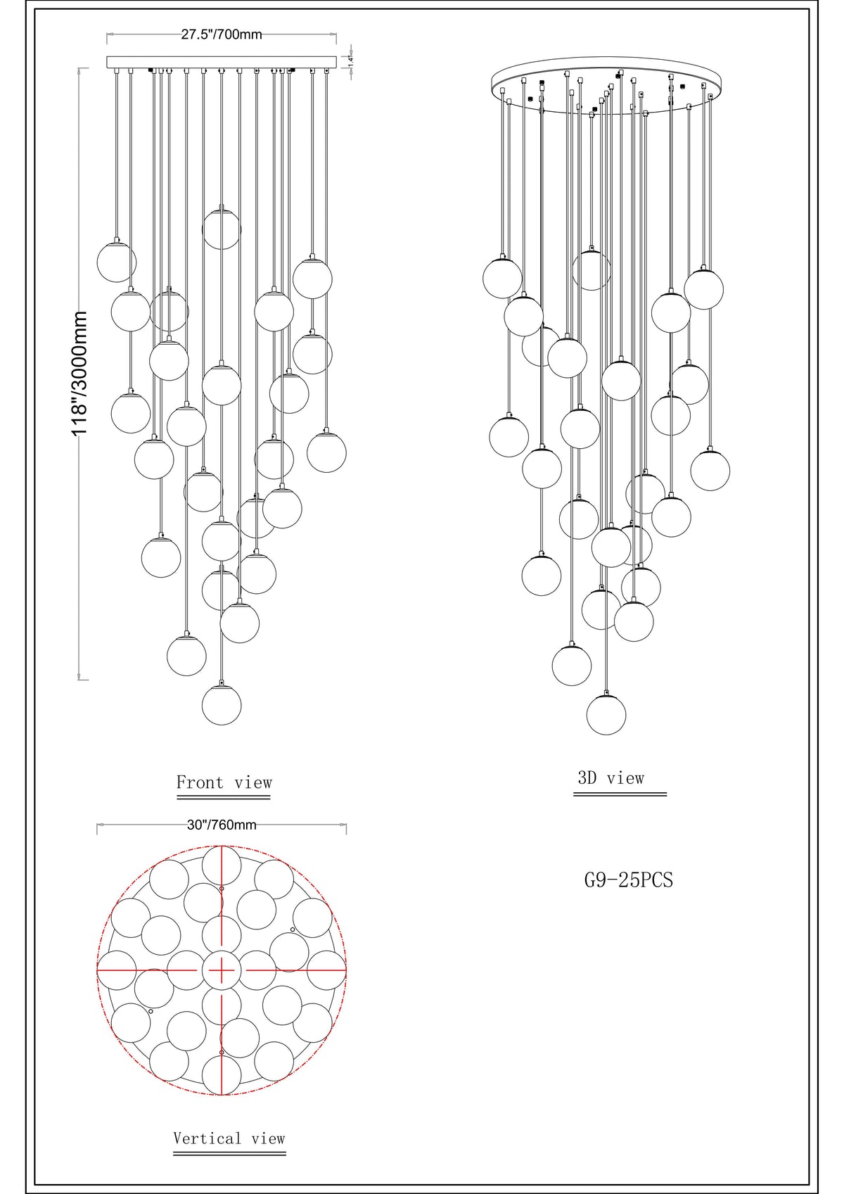 Solindra Resin Globe Cascade Chandelier 