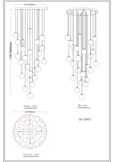Solindra Resin Globe Cascade Chandelier 