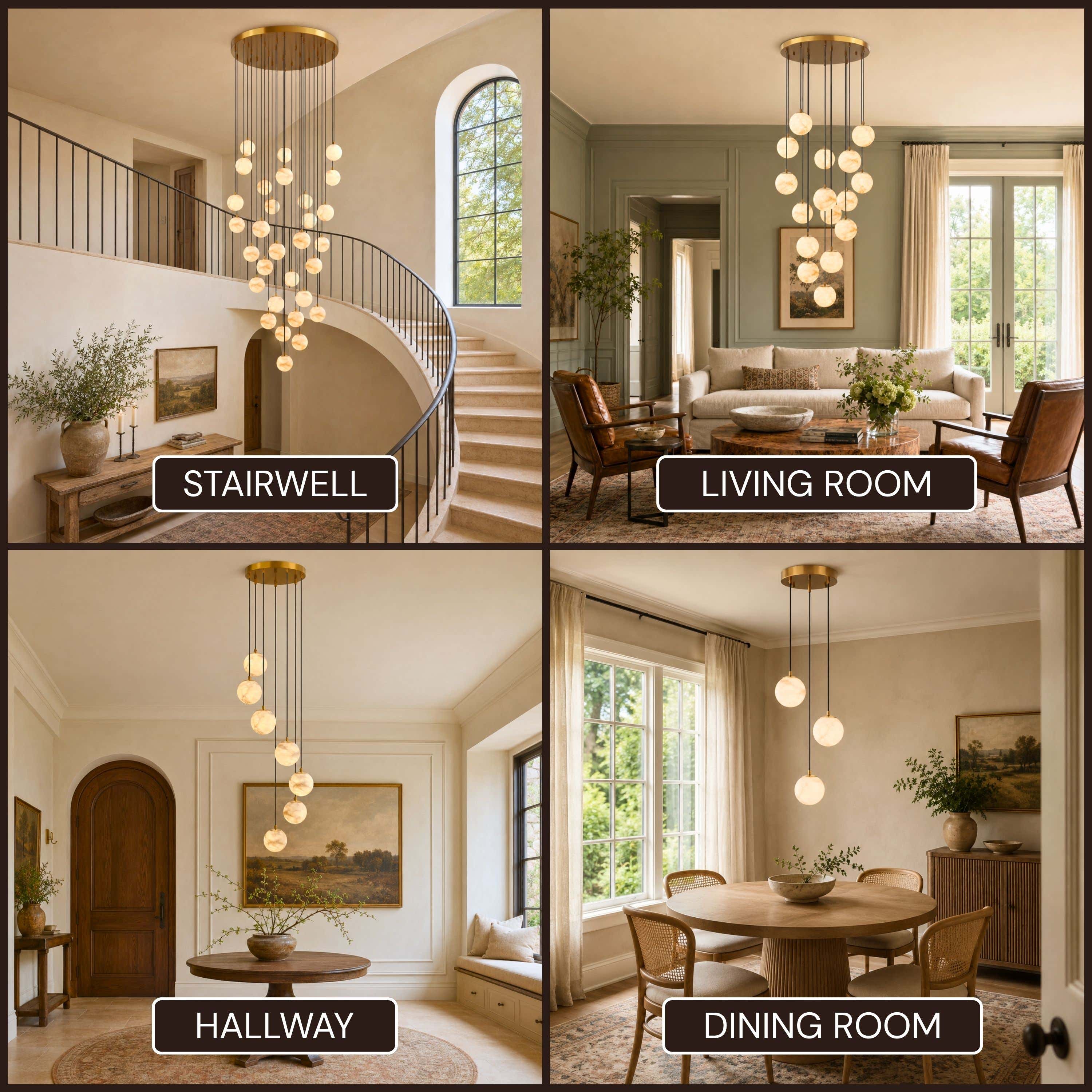 Solindra Resin Globe Cascade Chandelier #Finish_Gold