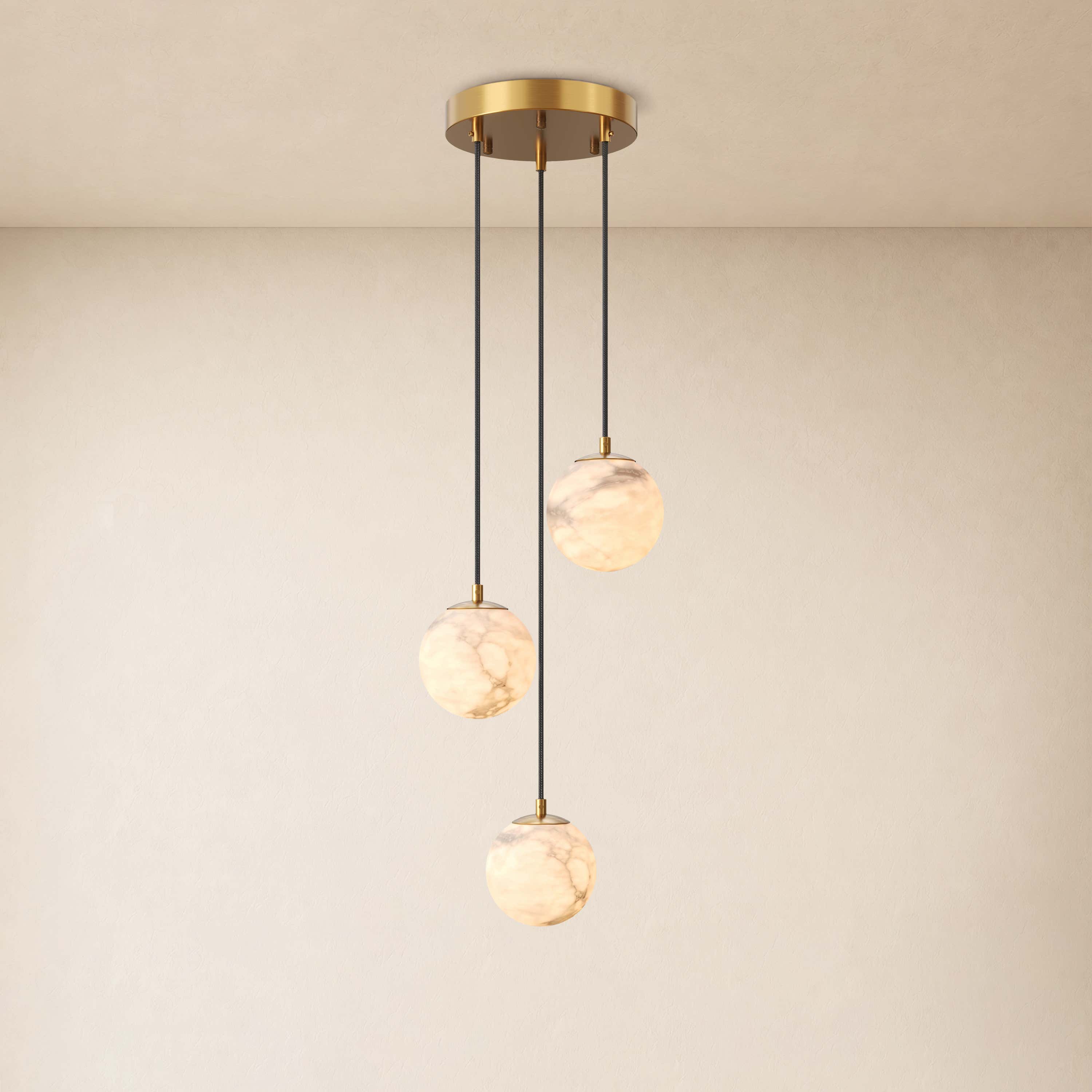 Solindra Resin Globe Cascade Chandelier #Finish_Gold,Lights_3-Lights