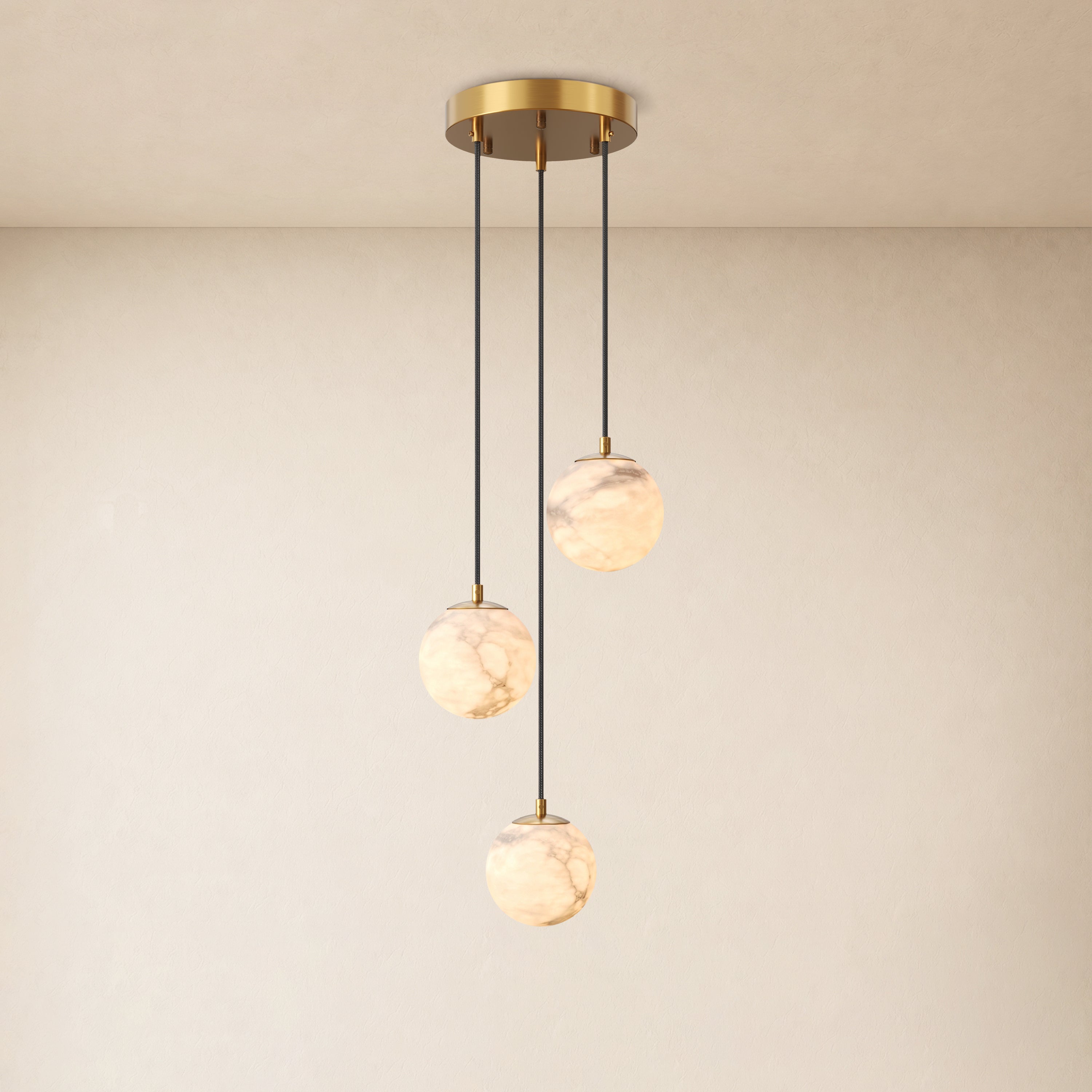 Solindra Resin Globe Cascade Chandelier #Finish_Gold,Lights_3-Lights
