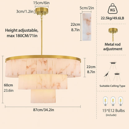 Solmare Alabaster Round Chandelier 86cm