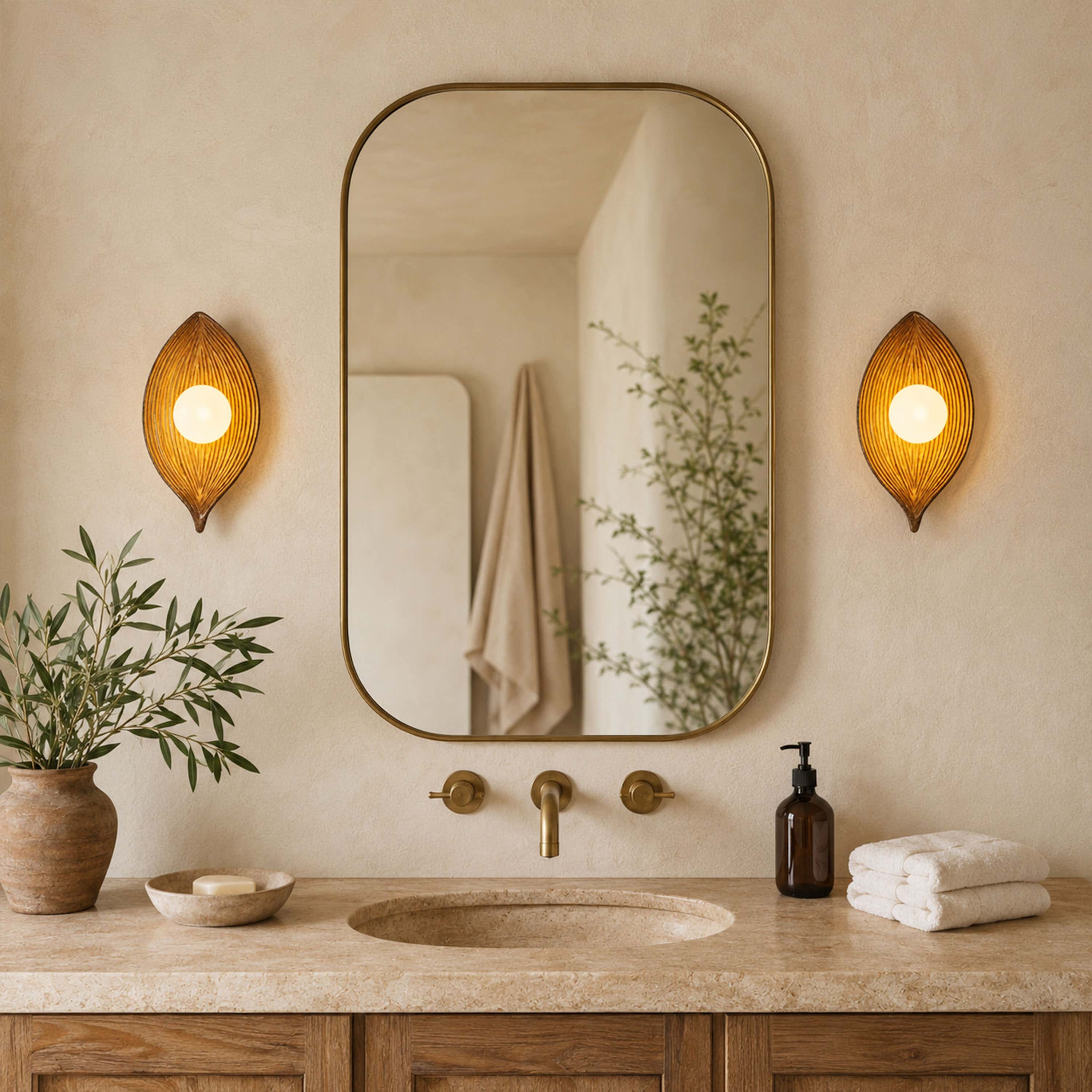 Sylvara Resin Leaf Wall Sconce #Finish_Brown,Quantity_Set-of-2
