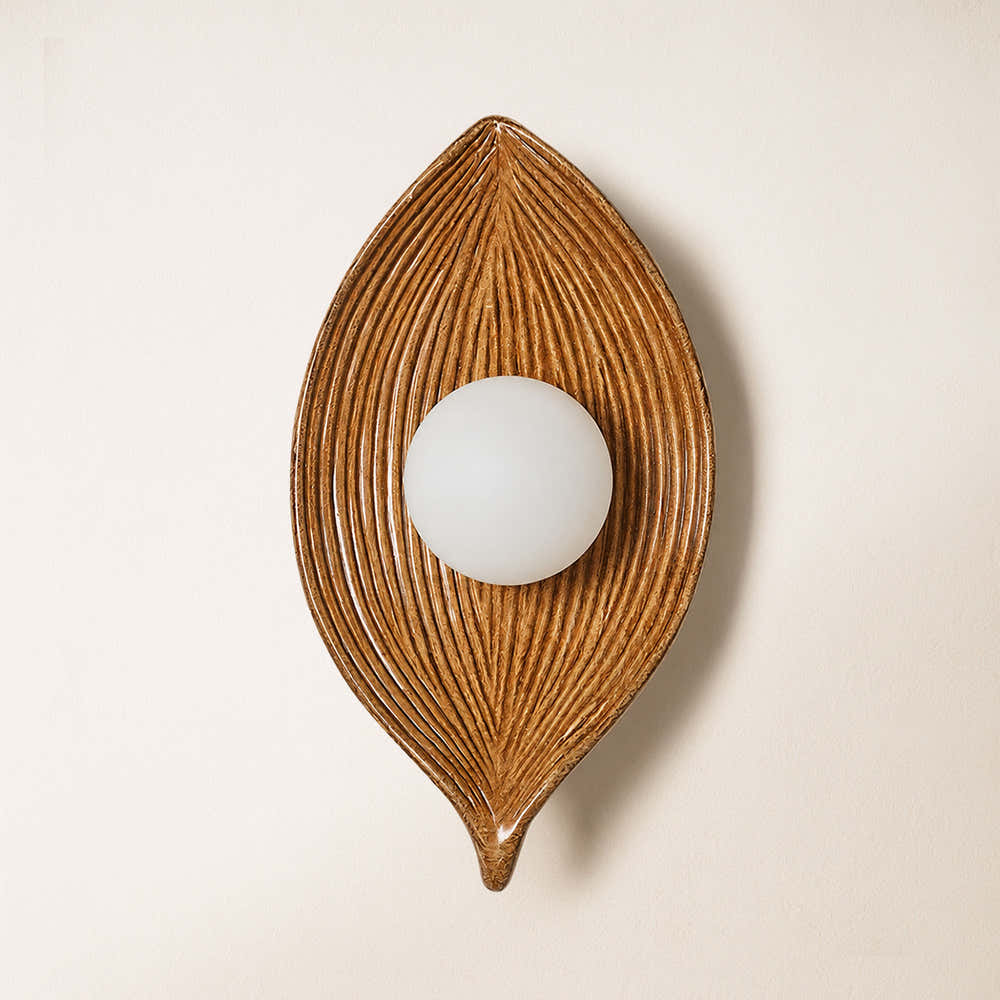 Sylvara Resin Leaf Wall Sconce #Finish_Brown