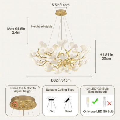 Twilight Branches Ceramic Glow Round Chandelier 81cm D