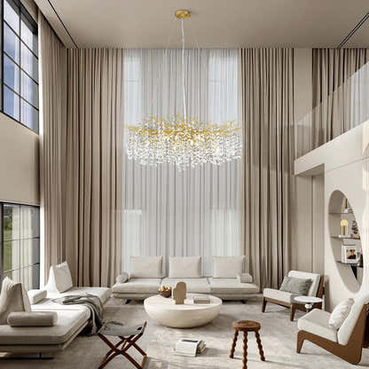 Lustre Branches Crystal Round Chandelier for All Rooms 102cm