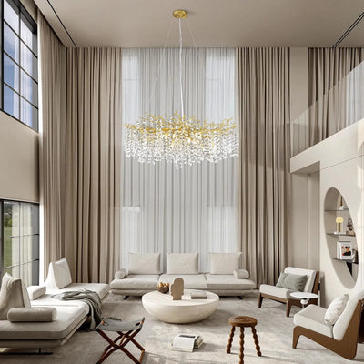 Lustre Branches Crystal Round Chandelier for All Rooms 102cm
