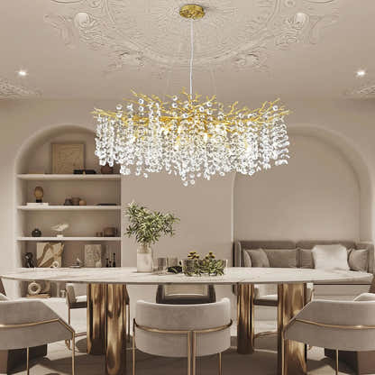 Lustre Branches Crystal Round Chandelier for All Rooms 102cm