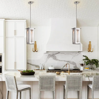 Baluster Rectangle Glass Pendant 18cm W