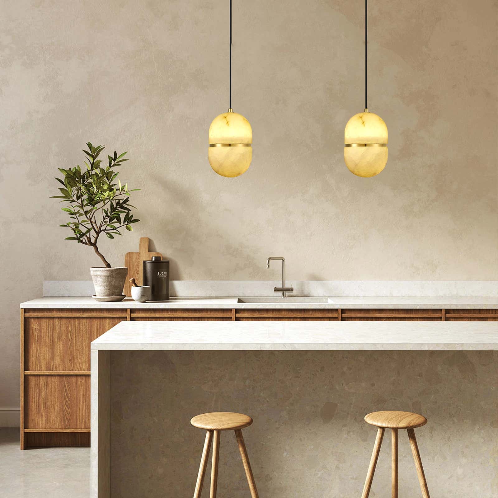 Hecate Alabaster Modern Pendant 14cm